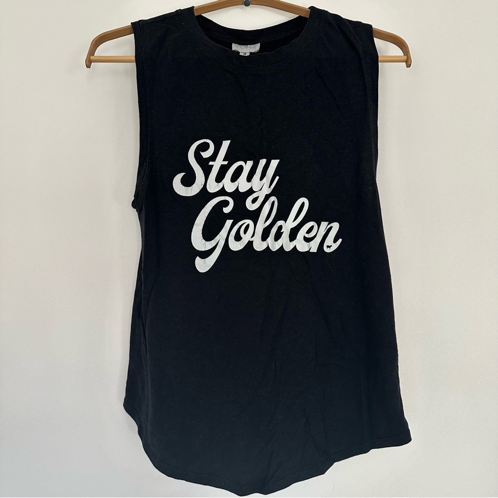 Goldsheep Black Stay Golden Muscle Tank Top